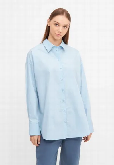 Givn Berlin Givn Berlin Bluse GBCOSIMA loose Fit aus Bio-Baumwolle - Ice Blue