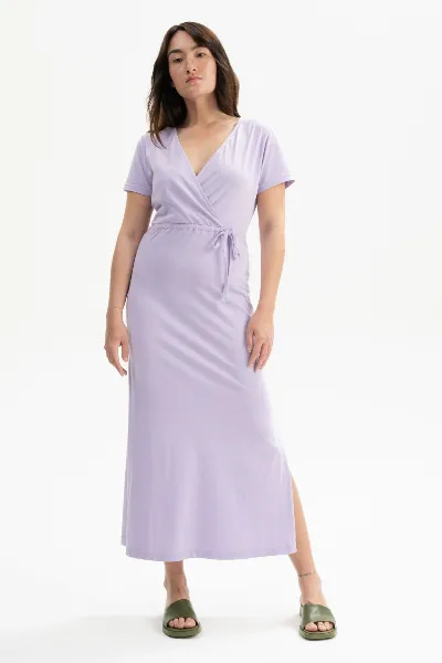 MELA MELA Damen vegan Kleid V-Ausschnitt Shreoshi Crocus