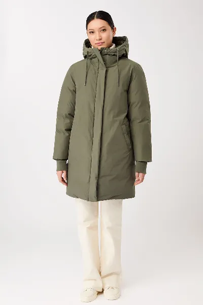 LangerChen LangerChen Damen vegan Lange Jacke Mit Kapuze Sencha
