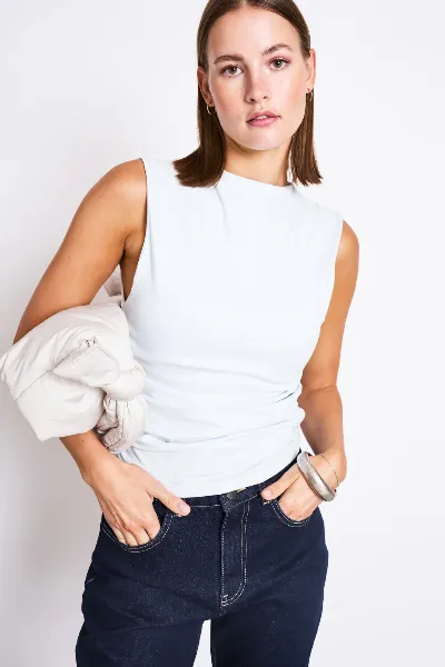 JAN N JUNE JAN 'N JUNE Damen vegan Top Ruffle Rafo Eisblau