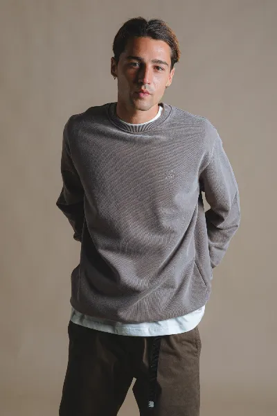 Trendsplant Trendsplant Herren vegan Pullover Heavyweight Essential Pigment Stone Gray