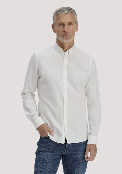 hessnatur hessnatur Herren Oxford Hemd Regular aus Bio-Baumwolle - weiß - Größe S (37/38)