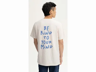 MELA MELA Bio-Herren-T-Shirt SADHIL mit Rücken-Print, cream melange/be kind,
