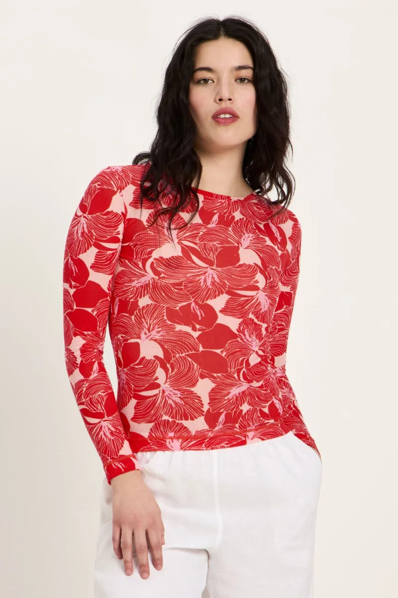 Lanius Langarmshirt Print Bloom Red