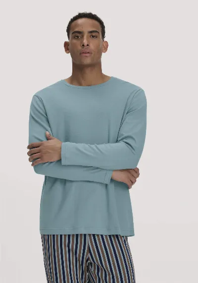hessnatur hessnatur Herren Schlafshirt PURE COTTON aus Bio-Baumwolle - blau