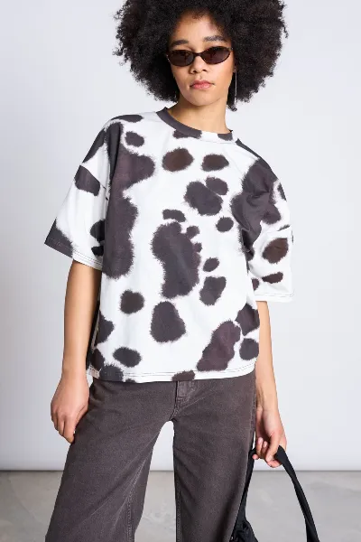 JAN 'N JUNE T-Shirt Arlen Cow Print Braun