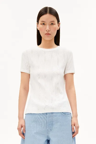 ARMEDANGELS T-Shirt Pointelle Wei&szlig;