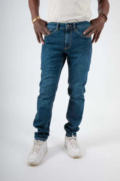 TORLAND TORLAND Herren vegan Jeans Regular Fit Lars 7 Pockets Mid Indigoblau