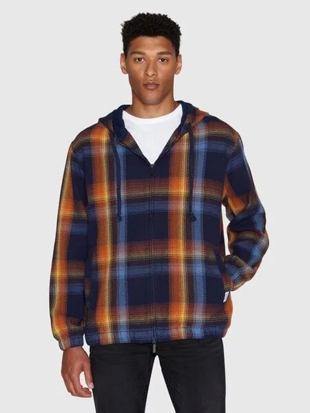 KnowledgeCotton Apparel KnowledgeCotton Apparel Jacke CHECKED HOODIE TWILL aus Bio-Baumwolle