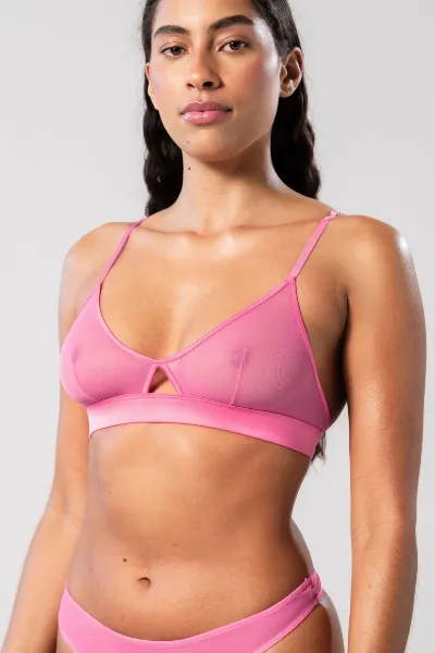 Understatement Understatement Damen vegan Bralette Cut-Out Triangle Mesh Candy Pink