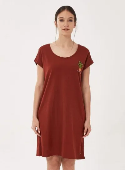 ORGANICATION ORGANICATION Slub-Jersey-Kleid aus Bio-Baumwolle mit Stickerei