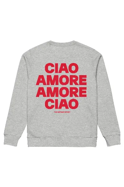 The Refined Spirit The Refined Spirit Damen vegan Sweatshirt Unisex Amore Ciao Heather Grey