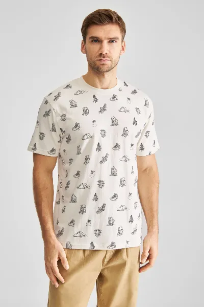 dedicated T-Shirt Stockholm Go Outside AOP Off White