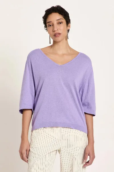 Lanius T-Shirt Strick Lila