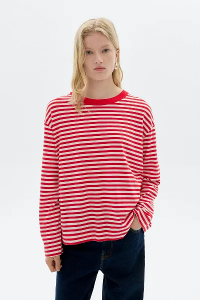 thinking mu Thinking MU Damen vegan T-Shirt Mit Langen Ã„rmeln Emily R Gestreift
