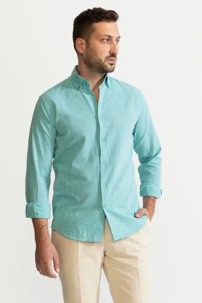 De IONESCU De IONESCU Herren vegan Shirt Godeanu Aqua