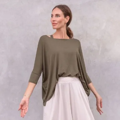 Jaya Jaya SHEELA - ¾ Shirt im lässigen loose Fit Style aus elastischem Tencel-Biobaumwoll-Mix