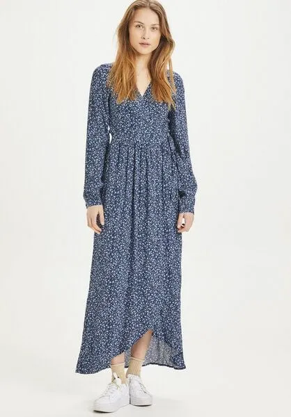 KnowledgeCotton Apparel KnowledgeCotton Apparel Maxi Kleid - ORCHID Flower Print Wrap Dress - aus EcoVero