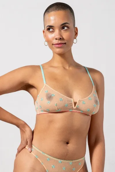 Understatement Understatement Damen vegan Balconette V Mesh Pfirsich & Türkis