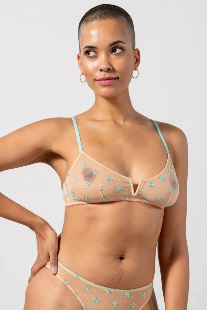 Understatement Understatement Damen vegan Balconette V Mesh Pfirsich & Türkis