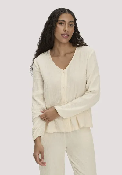 hessnatur hessnatur Damen Musselin Pyjamabluse PURE COMFORT aus Bio-Baumwolle