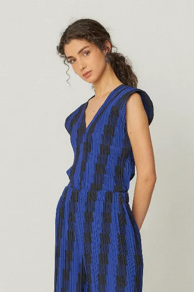 SKFK SKFK Damen vegan Bluse Berta Ã„rmellos Blau
