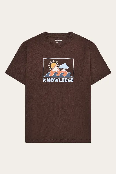 KnowledgeCotton Apparel KnowledgeCotton Apparel Herren vegan T-Shirt Herren Front Print Shaved Chocolate