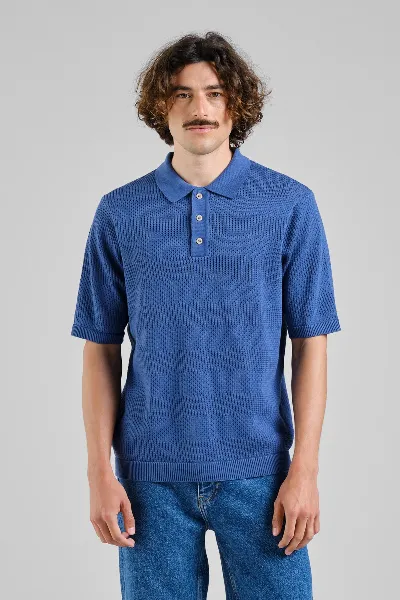 dedicated Poloshirt Knitted Nogersund Blau