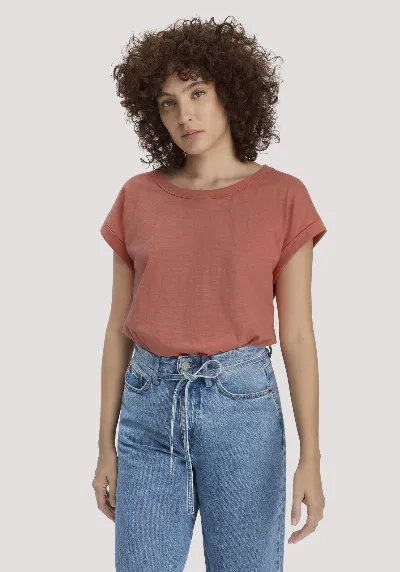 hessnatur hessnatur Damen Light Slub T-Shirt Relaxed aus Bio-Baumwolle - orange