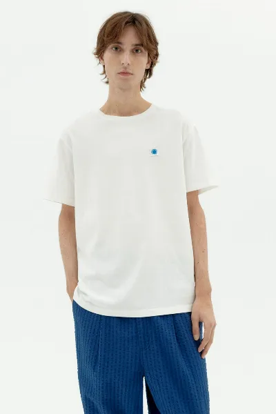 thinking mu Thinking MU Herren vegan T-Shirt Mit Blauer Sonne RÃ¼ckseite WeiÃŸ