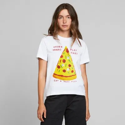 Dedicated DEDICATED Damen T-Shirt Work Hard Pizza - White