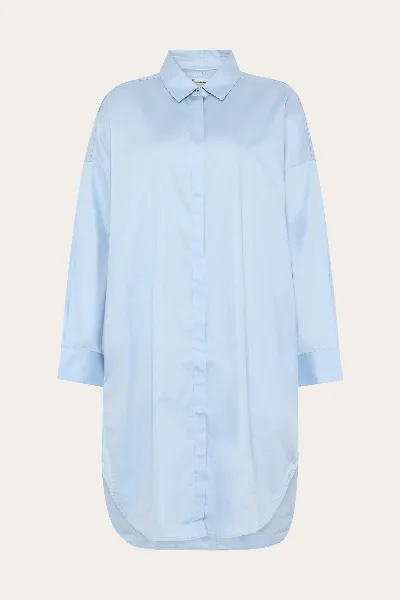 KnowledgeCotton Apparel KnowledgeCotton Apparel Damen vegan Kleid Satin Shirt Skyway Blau