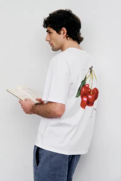 Rotholz Rotholz Herren vegan T-Shirt Cherry Print Klassisch