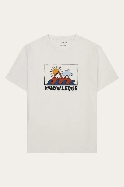 KnowledgeCotton Apparel KnowledgeCotton Apparel Herren vegan T-Shirt Herren Frontdruck Reiher WeiÃŸ