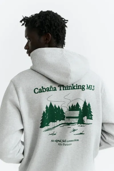 thinking mu Thinking MU Herren vegan Hoodie Saul Pyrenees Grau Meliert