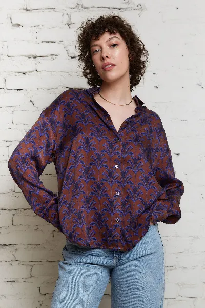 Yahmo Yahmo Damen vegan Shirt Mona Moka Braun/Violett