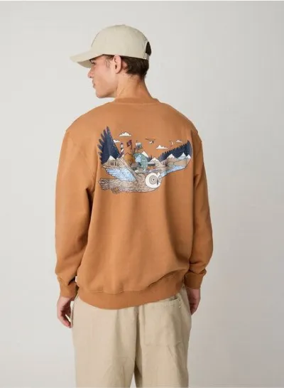 KnowledgeCotton Apparel KnowledgeCotton Apparel Lockeres Sweatshirt mit Rückenprint aus Bio-Baumwolle