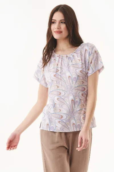 ORGANICATION ORGANICATION Damen vegan Bluse Wellen Lavendel