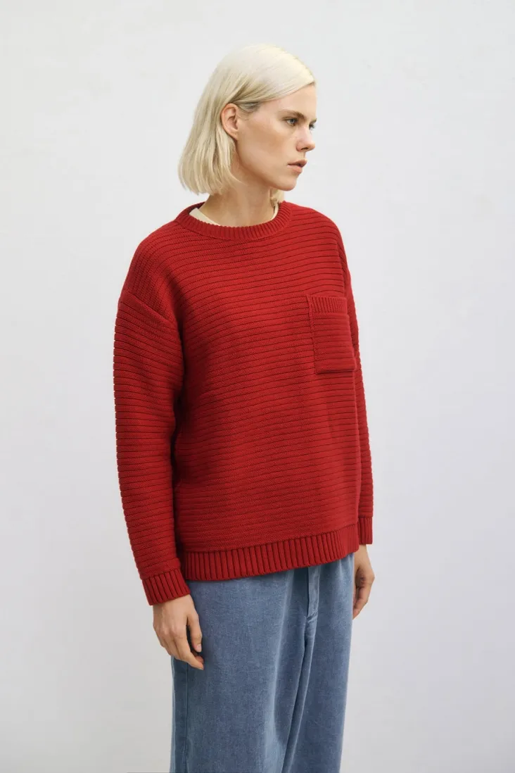 Rotholz Rotholz Damen vegan Strickpullover Gerippt Hell