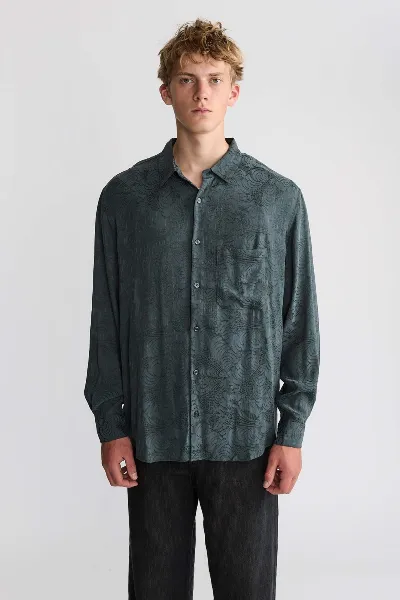 Yahmo Yahmo Herren vegan Hemd Hans Eclipse Blau