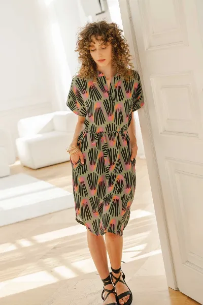 WiDDA WiDDA Damen vegan Kleid Denver Dash Green