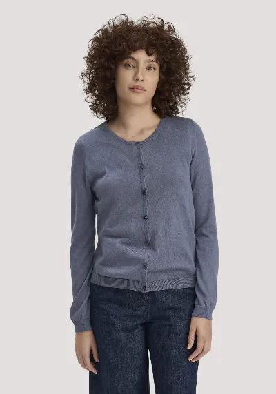 hessnatur hessnatur Damen Strickjacke Regular aus TENCEL™ Lyocell mit Bio-Baumwolle - blau