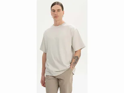 MELA MELA Bio-Herren-T-Shirt 'BHAJAN' mit überschnittenen Schultern, birke,