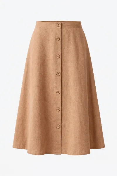 De IONESCU De IONESCU Damen vegan Midirock Leinen Cappuccino