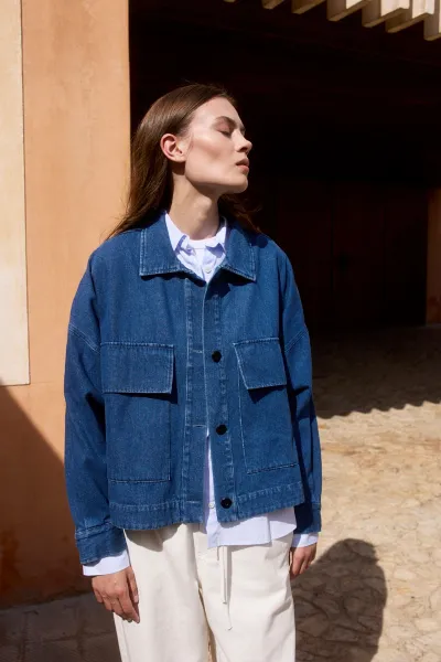 WOTE WOTE Damen vegan Jacke Denim Blau