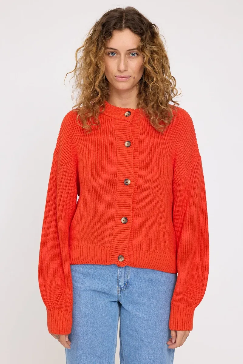 Mazine Strickjacke Chunky Knit Rot