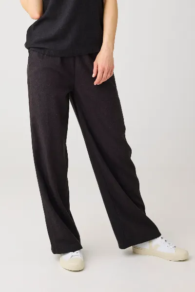KnowledgeCotton Apparel KnowledgeCotton Apparel Damen vegan Hose Posey Weit Leinen Mix Schwarz Jet
