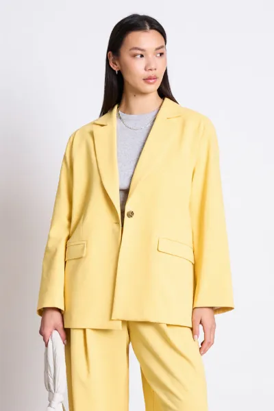JAN N JUNE JAN 'N JUNE Damen vegan Blazer Mit Geschlitztem Rücken Jels Buttercup