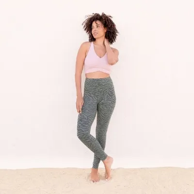 Jaya Jaya MALI - Damen - Perfekt sitzende High-Rise Leggings mit Allover-Zebra Print aus elastischer Biobaumwolle mit doppelter Taillenparti
