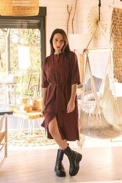 WiDDA berlin WiDDA berlin Hemdblusenkleid BAYA bordo aus TENCEL